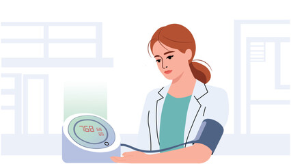 Woman Measuring Blood Pressure  Abstract Vector Illustration3