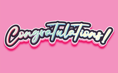 CONGRATULATIONS!, Congratulations gradient lettering greeting sign. Handwritten modern brush lettering with golden stars. Text for card, T-shirt print, banner, poster, web, notebook, sketchbook