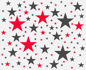 Obraz premium Abstract seamless groovy festive pattern with stars in red and dark grey on a white background colours