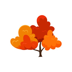 Autumn Tree Illustration with Colorful Orange and Red Leaves