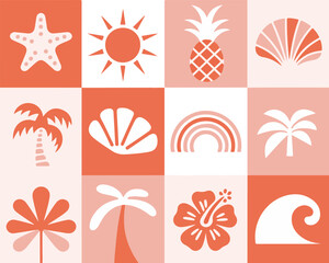 Boho Retro Summer Beach Vector Illustration
