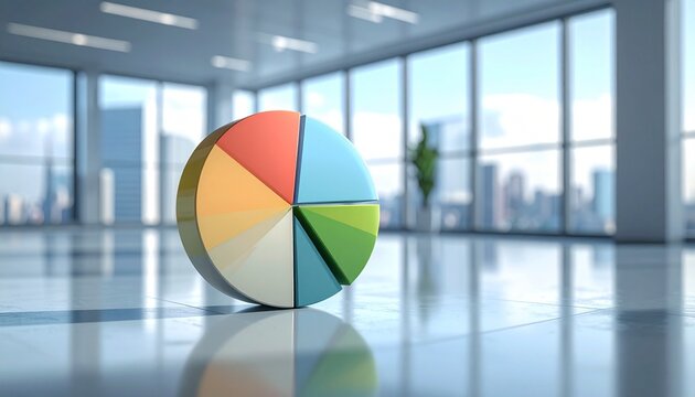 3D Pie Charts in Modern Office Environment