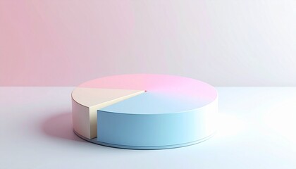 Soft Pastel 3D Pie Chart on Minimal Background