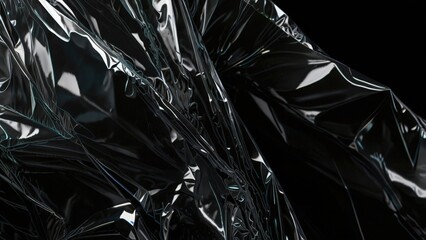 Ultra-Close-up of Wrinkled Transparent Plastic Foil