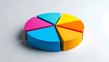 Obraz premium Simple Vibrant 3D Pie Chart on Clean White Background