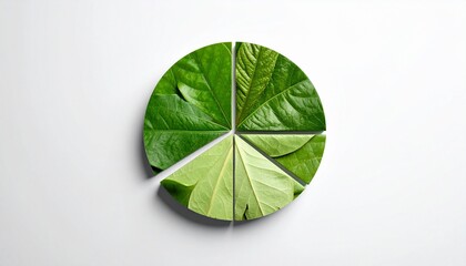Pie Chart Made from Fresh Green Leaves