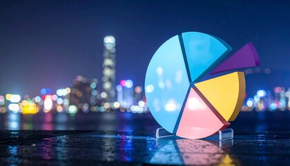 Urban Data Pie Chart with City Night Skyline