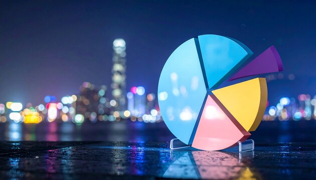 Urban Data Pie Chart with City Night Skyline