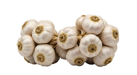 Rustic Plait of Fresh White Garlic Bulbs on a Soft Light Background