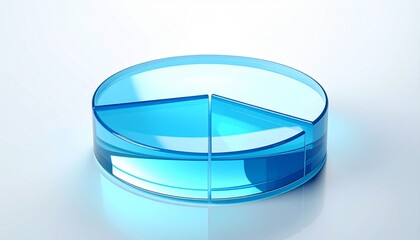 Transparent Blue 3D Pie Chart with Glossy Glass Effect