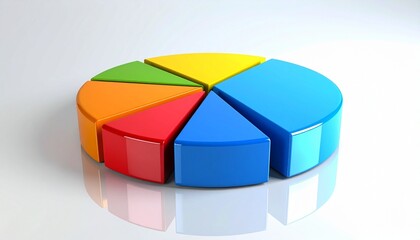 Obraz premium Colorful 3D Pie Chart on White Background