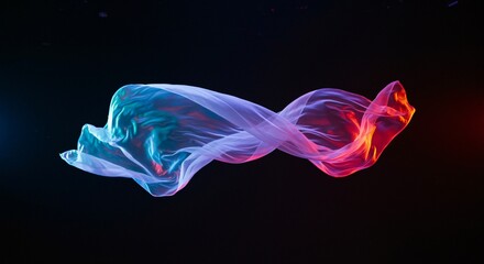 Abstract flowing fabric with radiant neon colors creating a dynamic and mesmerizing visual spectacle