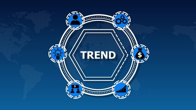 Internet, business, Technology and network concept. Recent and latest trend. Trend icon showing growth, patterns, market movement, and emerging ideas.