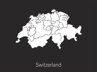 Obraz premium political vector map of switzerland on dark background