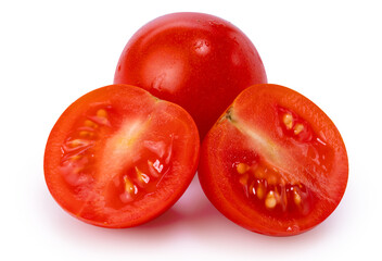 Sweet Japanese Bijin and Amela tomatoes on white background, Fresh red Tomato isolate on white with clipping path.