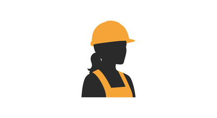 a silhouette of worker wearing yellow hardhat and overalls