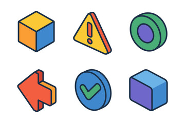 Colorful isometric shapes and symbols collection for data design
