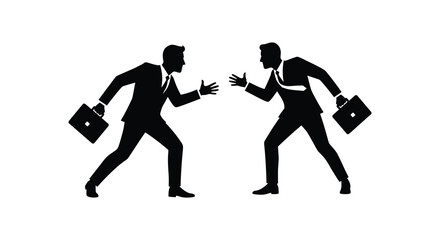 two businessmen in suits shaking hands firmly