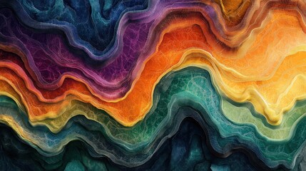 Colorful abstract painting of waves