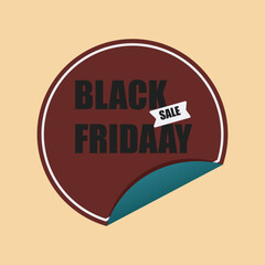 Black Friday Sale sticker promotion advertisement with curled corner showing the inside teal color ideal for marketing materials and website banners for online shopping campaigns