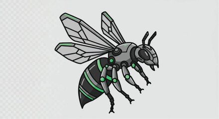 Futuristic Robotic Bee Illustration.