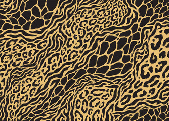 Abstract hybrid animal skin pattern design. Animal print vector illustration background. Wildlife fur skin design illustration for web, home decor, fashion, surface, graphic design