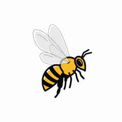 Cartoon Bee Illustration with Yellow and Black Stripes and Transparent Wings 1.