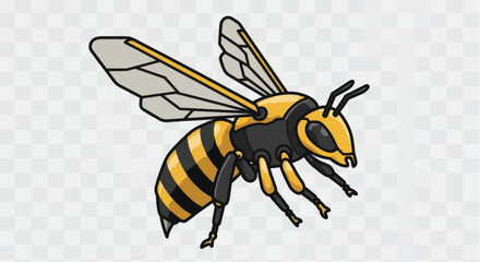 Cartoon Yellow Jacket Wasp Illustration with Black and Yellow Stripes.