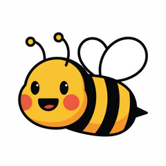 Obraz premium Cheerful cartoon bee illustration with a happy smiling face.