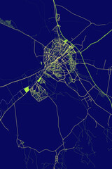 Qom - Iran Neon Aura Maps