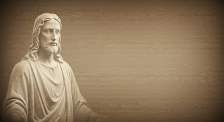 Sepia-toned image showcasing a faint outline of Jesus Christ statue