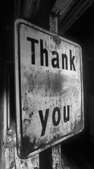 Sign with the words thank you on it