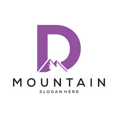 Initial letter D mountain logo design,vectore template