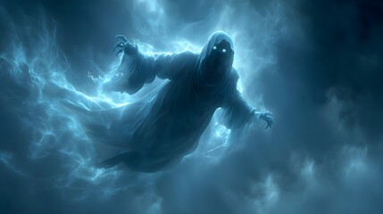 Ghostly Blue Figure