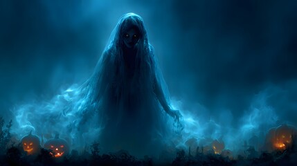 Ghostly Blue Figure
