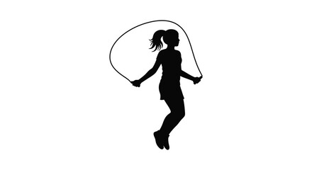 a girl jumping rope silhouette art simple design