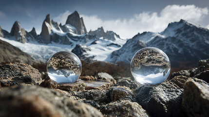 Crystal ball mountain landscape reflection scenic view nature photography travel destination adventure explore