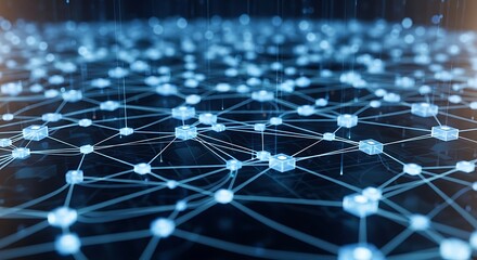 Abstract Network - Interconnected Nodes and Lines in Blue.