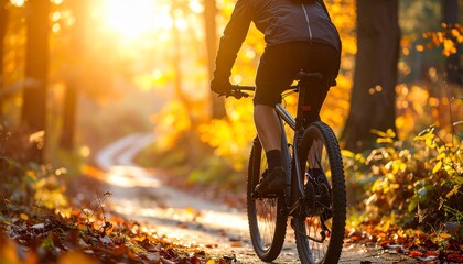 Golden Hour Bike Ride in Autumnal Forest