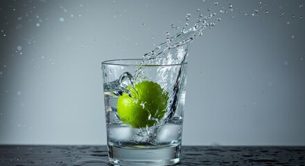Refreshing Splash, A Lime Plunging into Water in Slow Motion Capture