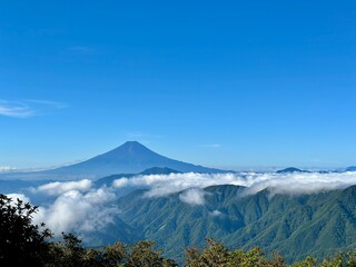 夏の富士山。雁ヶ腹摺山から見る富士山。