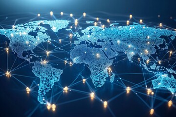 World map with international business connections and global network communication for financial exchange over the internet
