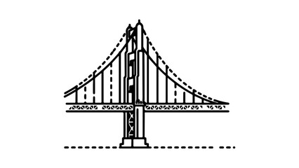 Golden Gate Bridge outline with transparent background