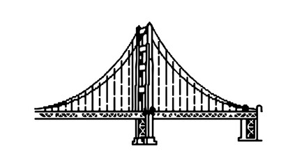 Golden Gate Bridge outline with transparent background