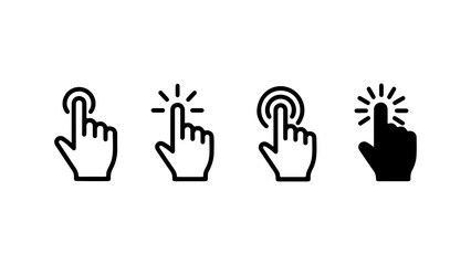 Hand click icons set with transparent background