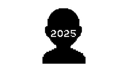 Head silhouette with 2025 year number with transparent background
