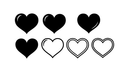 Heart shapes collection with transparent background