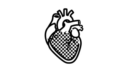 Heart with checkerboard pattern with transparent background