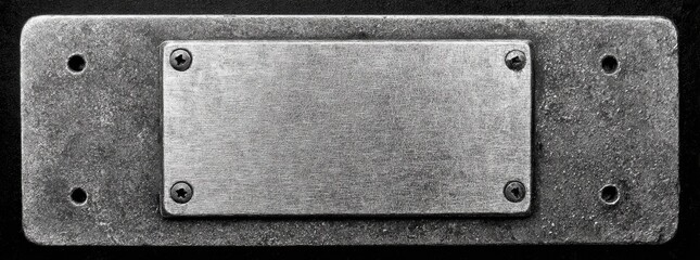Gray metal plate with mounting screws