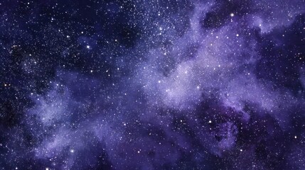 Naklejka premium Cosmic Nebula: A Celestial Tapestry of Purple and Starlight